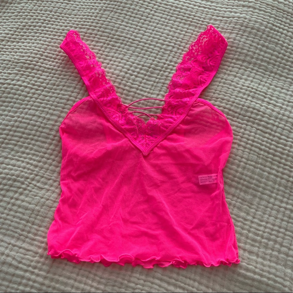 Hot Pink Mesh Leg Avenue Babydoll Top